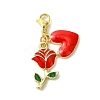 2Pcs 2 Colors Valentine's Day Rose Heart Alloy Enamel Pendant Decoration HJEW-JM02804-2