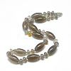 Natural Grey Agate Beaded Necklaces NJEW-S388-21-1