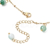 3Pcs 3 Colors Dyed Natural Banded Agate Round & 304 Stainless Steel Shell Shape Tassel Anklets for Women AJEW-AN00702-7