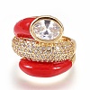 Brass Micro Pave Cubic Zirconia Finger Rings RJEW-F087-02G-1
