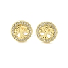 Brass Micro Pave Clear Cubic Zirconia Stud Earrings EJEW-P303-01B-G-4