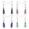 4 Pairs 4 Colors Glass Teardrop with Spiral Pattern Dangle Earring EJEW-FI0001-07-1