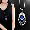 Alloy Crystal Rhinestone and Dodger Blue Glass Pendant Long Necklaces FS-WG47C14-05-1