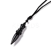 Gemstone Bullet Pendant Necklace with Nylon Cord for Women G-A210-06-4