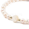 Natural Shell & Pearl Braided Bead Bracelet BJEW-JB08237-03-5