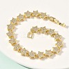 Clear Cubic Zirconia Star Link Chains Bracelet BJEW-G773-01G-2