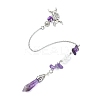Pointed Faceted Bullet Natural Amethyst & Opalite Chip Dowsing Pendulums PALLOY-JF03067-1