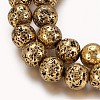 Electroplated Natural Lava Rock Beads Strands G-P400-04AB-3