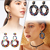6 Pairs 6 Style Oval & Square & Donut Acrylic Dangle Stud Earrings EJEW-AN0003-36-6