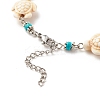 Heart & Tortoise Synthetic Turquoise Beaded Anklet AJEW-AN00459-01-5