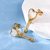 304 Stainless Steel Natural White Shell Stud Earrings EJEW-Z118-01G-3