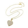 Brass Micro Pave Clear Cubic Zirconia Box Chain Heart Pendant Necklaces for Women LS-NJEW-M009-02G-C-2
