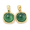 Dyed Natural Green Agate & Brass Square Charms KK-Q820-32G-1