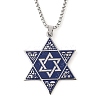 201 Stinless Steel Enamel Box Chain Star of David Pendant Necklaces NJEW-P316-05P-1
