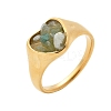 Heart Natural Aquamarine Finger Rings RJEW-D303-01G-02-2