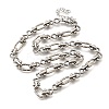 304 Stainless Steel Oval Textured Infinity Link Chain Necklaces for Women Men NJEW-K249-20A-P-4
