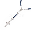Natural Lava Rock & Glass Pearl Rosary Bead Necklace NJEW-TA00041-03-3