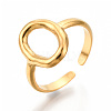 Ion Plating(IP) 304 Stainless Steel Hollow Oval Cuff Rings RJEW-N038-120LG-1