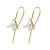 Brass Micro Pave Clear Cubic Zirconia Triangle Earring Hooks KK-L254-11G-1