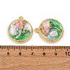 Alloy Enamel Flower Pendants ENAM-B028-41KCG-03-3