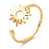 Ion Plating(IP) 304 Stainless Steel Sun Open Cuff Ring for Women RJEW-M149-05G-3