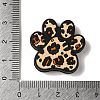 Paw Print with Leopard Print Pattern Silicone Focal Beads SIL-G011-01B-3