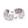 Twist C-Shaped Brass Half Hoop Stud Earrings for Women EJEW-G391-17P-2