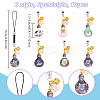 12Pcs 6 Colors Lamp Bulb with Cat Printed Alloy Mobile Straps HJEW-OC00003-2