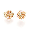 Brass Micro Pave Cubic Zirconia Rondelle European Beads KK-N275-01G-1