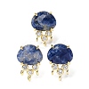 Brass Micro Pave Cubic Zirconia Stud Earring Findings with Natural Sodalite KK-Z096-05G-11-1