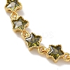Star Brass Pave Cubic Zirconia Link Chain Bracelets for Women BJEW-P385-03G-06-2