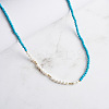 Faceted Round Natural Turquoise & Shell Pearl Beaded Necklaces NJEW-L125-005G-01-4