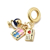 Brass Enamel Colorful European Dangle Charms KK-C138-10G-2