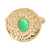 Rack Plating Flat Round Brass Glass Open Cuff Rings for Women RJEW-M022-24G-2
