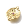 Brass Micro Pave Cubic Zirconia Flat Round Links Connector Charms KK-D431-068G-3