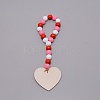 Valentine's Day Theme Schima Wood Beads Pendants Decorations HJEW-TAC0012-13-2