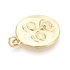 Brass Flat Round & Face Pendants KK-T080-07G-2