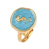 304 Stainless Steel Enamel Open Cuff Rings for Women RJEW-K301-06A-01-4