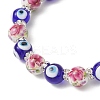 Handmade Flower Printed Porcelain Ceramic & Handmade Lampwork Evil Eye Beads Stretch Bracelets for Women BJEW-JB12105-02-4