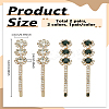 2 Pairs 2 Colors Golden Rhinestone Hair Bobby Pins OHAR-LP0004-13A-2