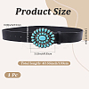 1Pc Black PU Leather Belts with Alloy Acrylic Imitaiton Turquoise Flower Clasps for Women AJEW-CL0001-38-2
