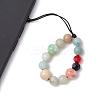 Natural Flower Amazonite with Glass Mobile Straps HJEW-JM02348-4