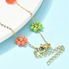 304 Stainless Steel & Synthetic Stone Daisy Flower Chain Anklets for Women LS-AJEW-B031-01G-03-3