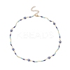 Brass Evil Eye & Glass Beaded Chain Necklace NJEW-JN04312-1