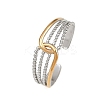 304 Stainless Steel Double Color Cuff Rings RJEW-S635-01GP-07-4