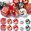 12Pcs 6 Styles Christmas Theme UV Plating Acrylic Round/Cube Beads OACR-YW0003-46-2