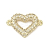 Brass Clear Cubic Zirconia Heart Connector Charms KK-D317-148G-1