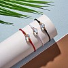 2Pcs 2 Colors Synthetic Moonstone Round Beaded Slider Bracelet BJEW-SW00057-02-5