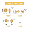 DICOSMETIC 48Pcs 6 Style Half Round & Bowknot & Rectangle Alloy Stud Earring Findings FIND-DC0003-22-2