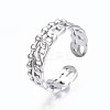 304 Stainless Steel Curb Chain Open Cuff Ring RJEW-T023-92G-3